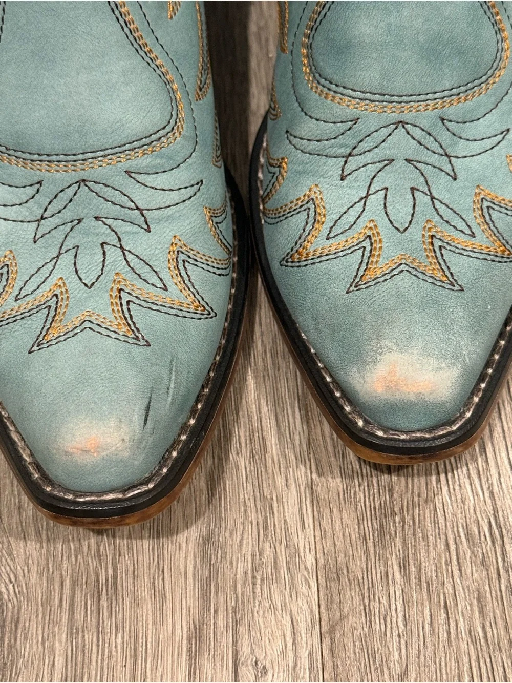 Roper Teal Western Ankle Booties with Embroidered Detail